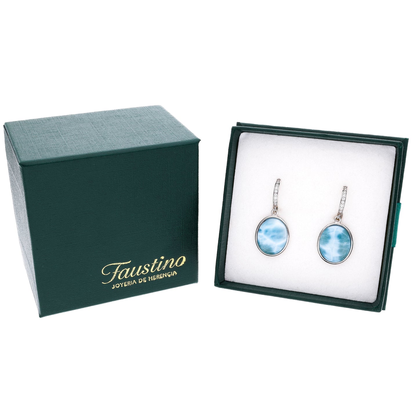 Arete Ovalado Clásico Larimar en Plata.925