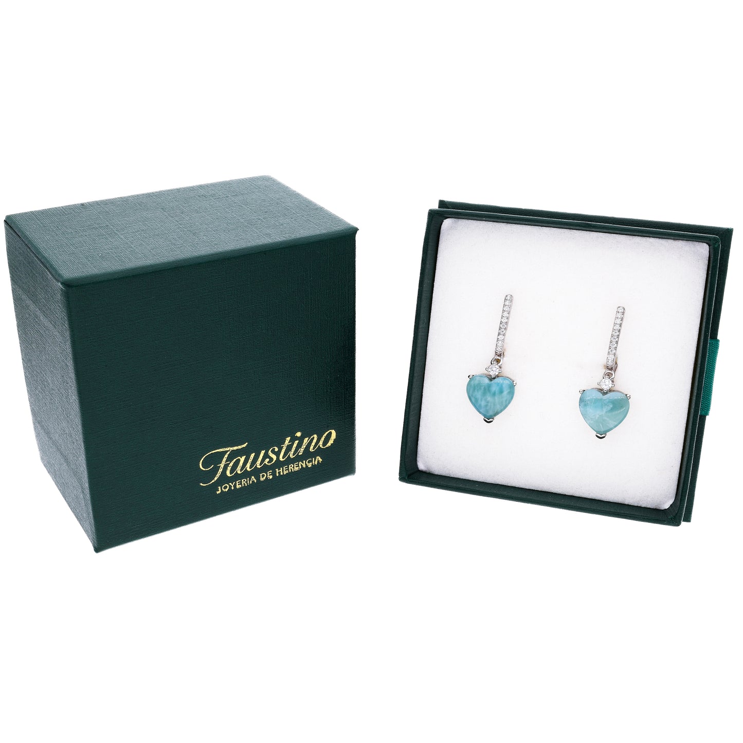 Aretes Corazón de Larimar en Plata.925
