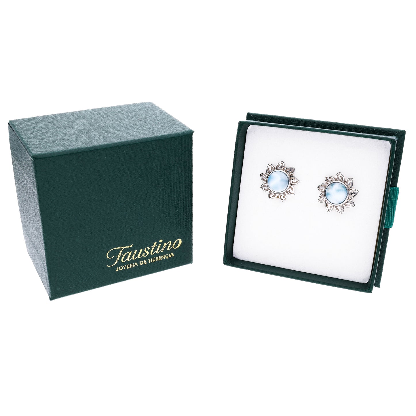 Aretes Sol de Larimar en Plata.925