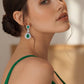 ARETES EN PLATA LEY .925, CON RODIO , ZIRCONIA AAA VERDE ESMERALDA Y BLANCO