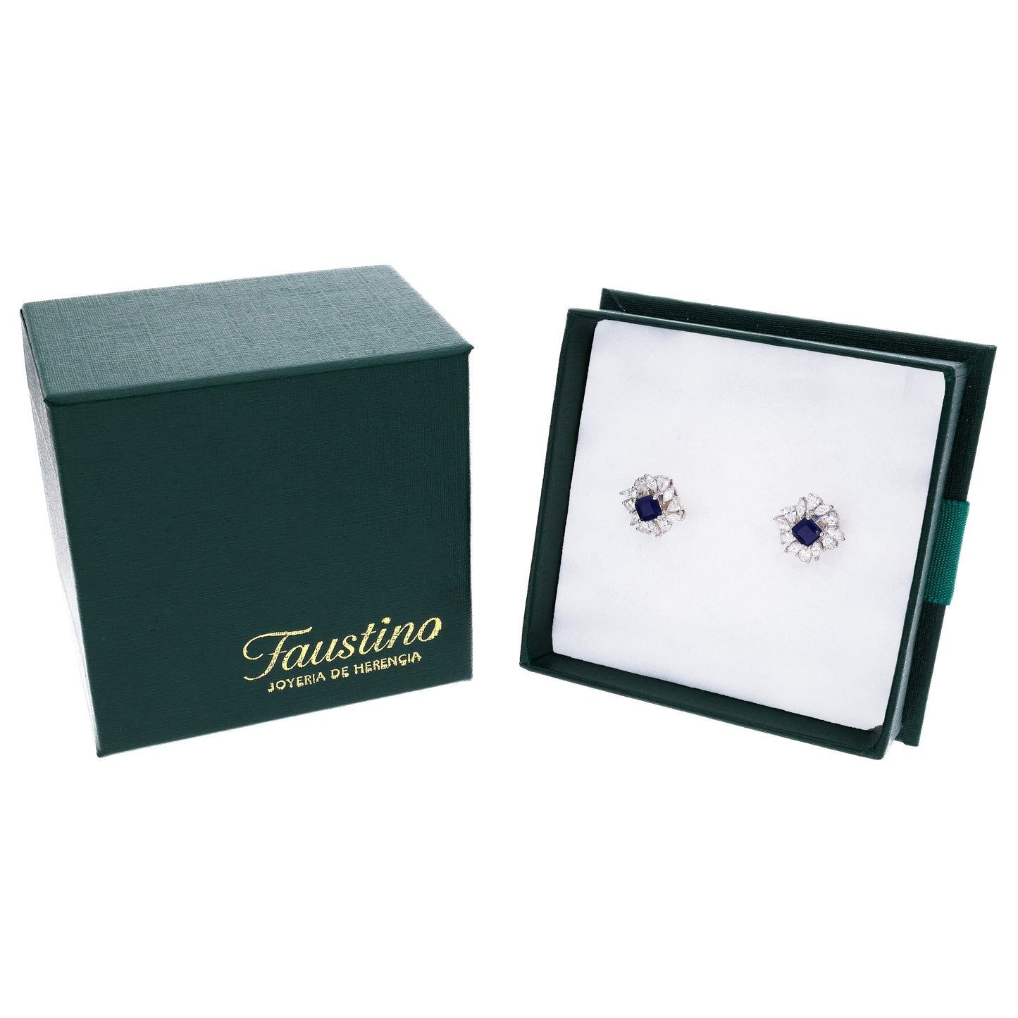 BROQUEL EN PLATA LEY .925, CON RODIO , ZIRCONIA AAA AZUL ZAFIRO Y BLANCO  , EN FORMA DE FLOR