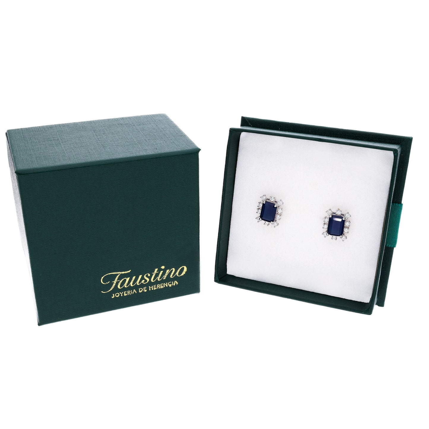 BROQUEL  EN PLATA LEY .925, CON RODIO ,  ZIRCONIA  AAA  AZUL ZAFIRO Y BLANCO   , REDONDO
