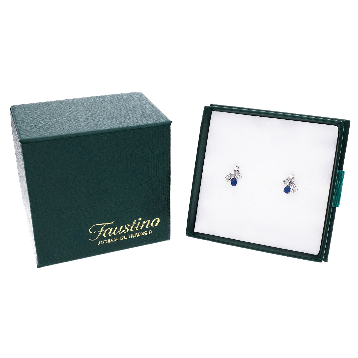 Broquel Plata Ley 925 con Rodio – Zafiro AAA Color Azul Zafiro y Blanco