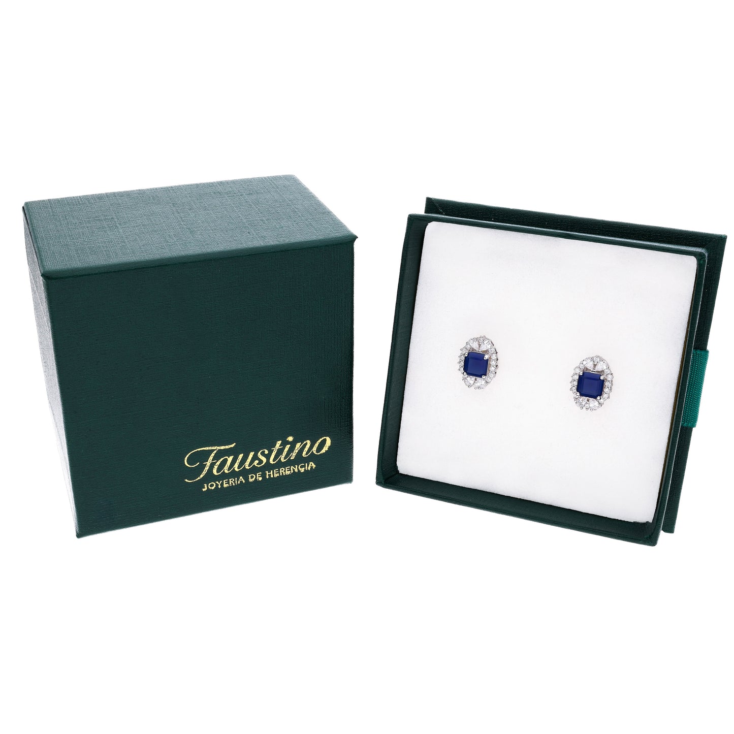 BROQUEL EN PLATA LEY .925, CON RODIO , ZIRCONIA AAA AZUL ZAFIRO Y BLANCO  , EN FORMA DE FLOR