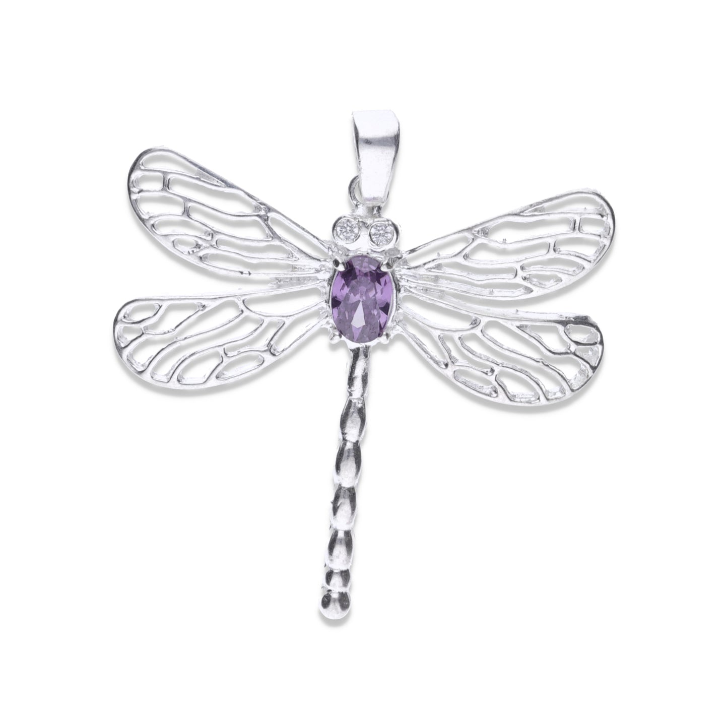 Dije de plata ley  Plata .925  en Forma  de Libélula con Circonia- Joyería Natural