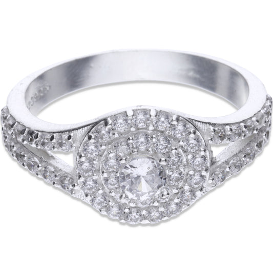 Anillo Plata .925 con Topacio Blanco Redondo Talla 6, 7, 8, 9 AF0009 - Joyería Elegante