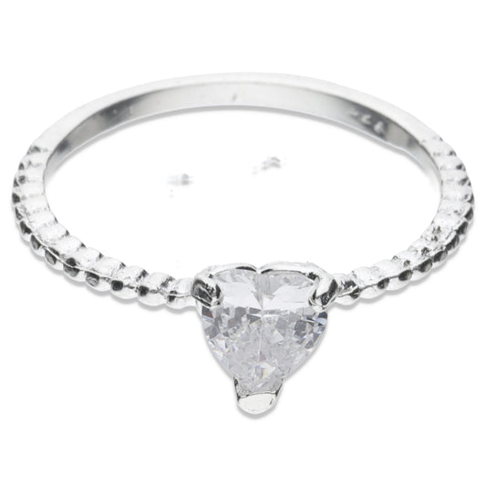 Anillo Plata .925 con Topacio Blanco en Forma de Corazón Mod.22 Talla 6, 7, 8, 9 AJAD003 - Joyería Elegante