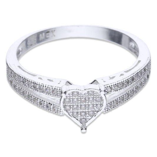 Anillo Plata .925 con Topacio Blanco en Forma de Corazón Talla 6, 7, 8, 9 ARA007 - Joyería Elegante