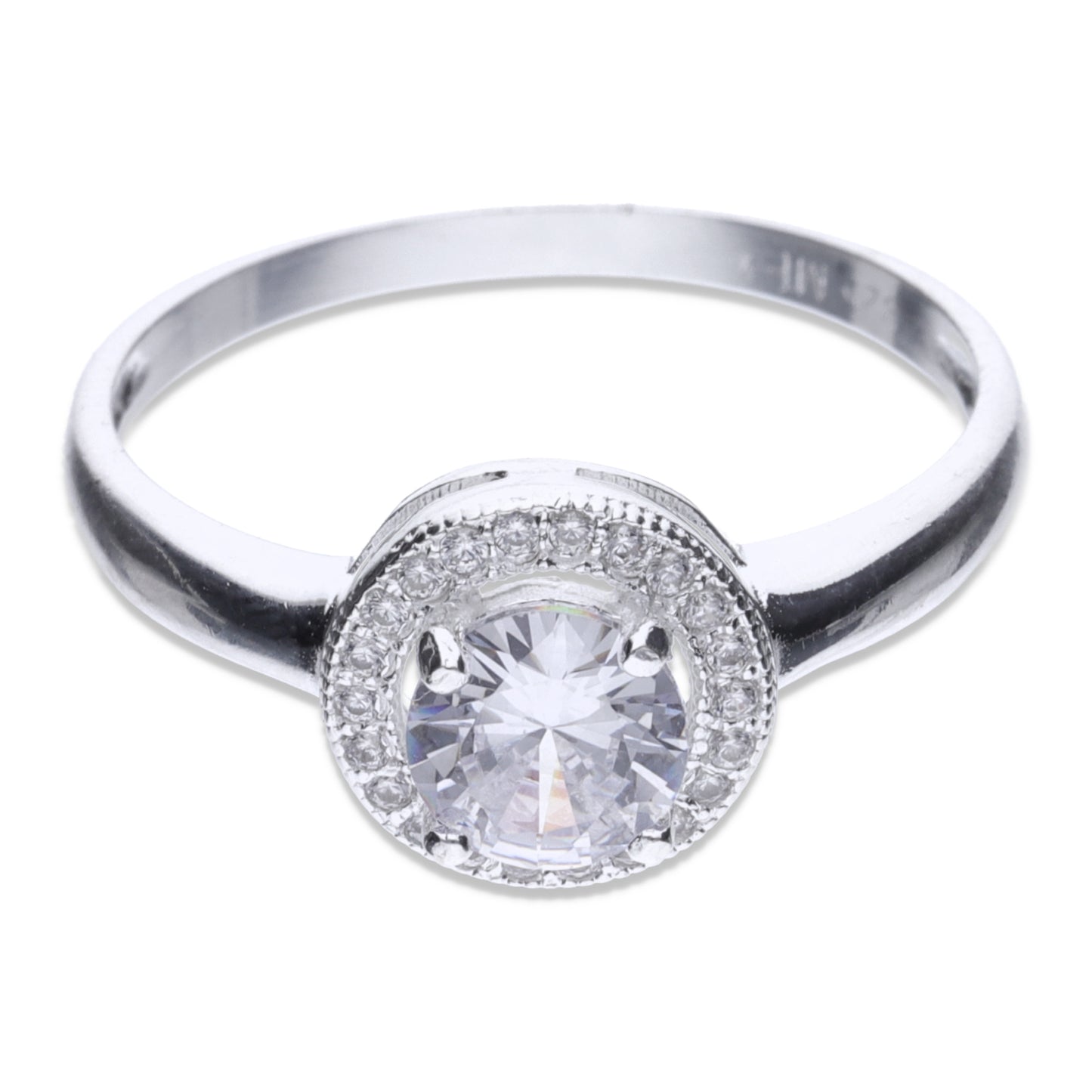 Anillo de  Plata .925 con Topacio Blanco Redondo Talla 5, 6, 7, 8 ARAD015 - Joyería Elegante