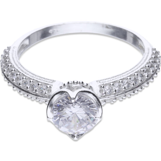 Anillo Plata .925 con Topacio Blanco Redondo Mod 24 Talla 6, 7, 8, 9 ARAD020 - Joyería Elegante