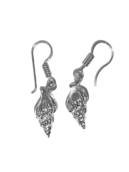 Aretes de Plata .925 - Caracol Cónico Tridimensional con Gancho Francés