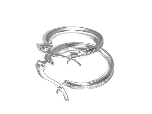 Aretes Argolla de Plata .925 - Mitad Lisa y Mitad con Pavé de Zircones Blancos