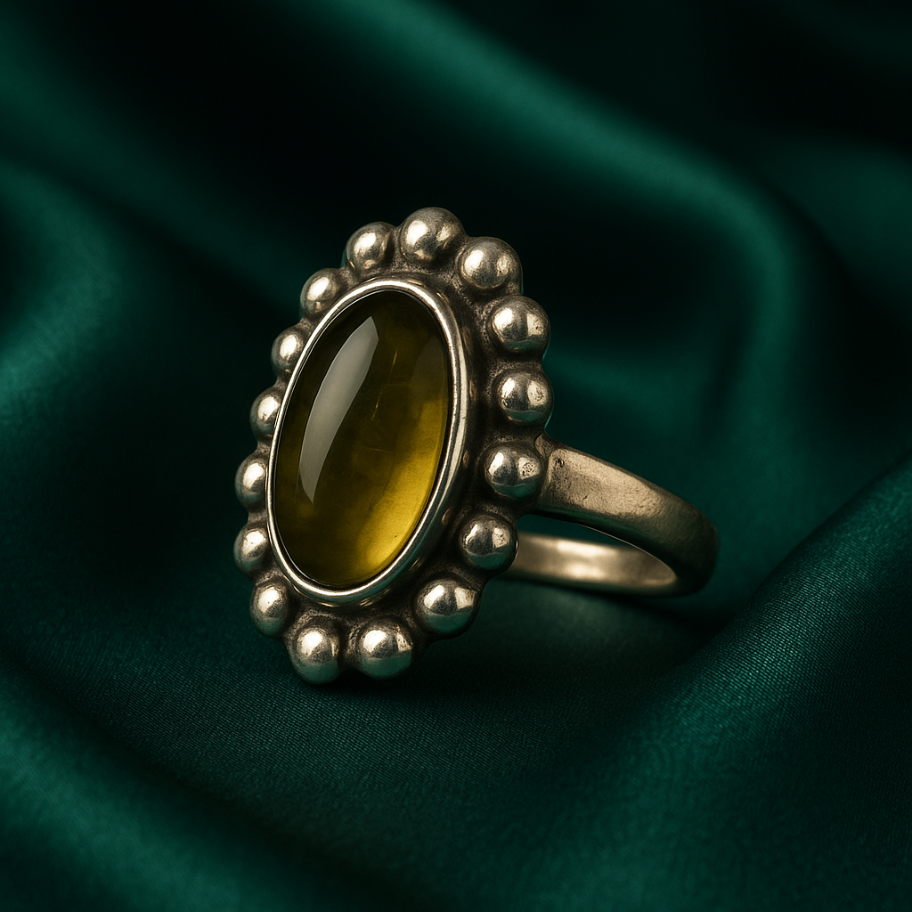 Anillo Ajustable de Plata 925 con Ámbar Diseño 10 - Mayoreo