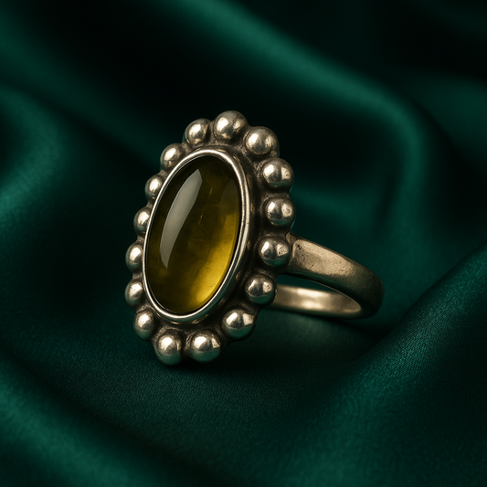 Anillo Ajustable de Plata 925 con Ámbar Diseño 10 - Mayoreo