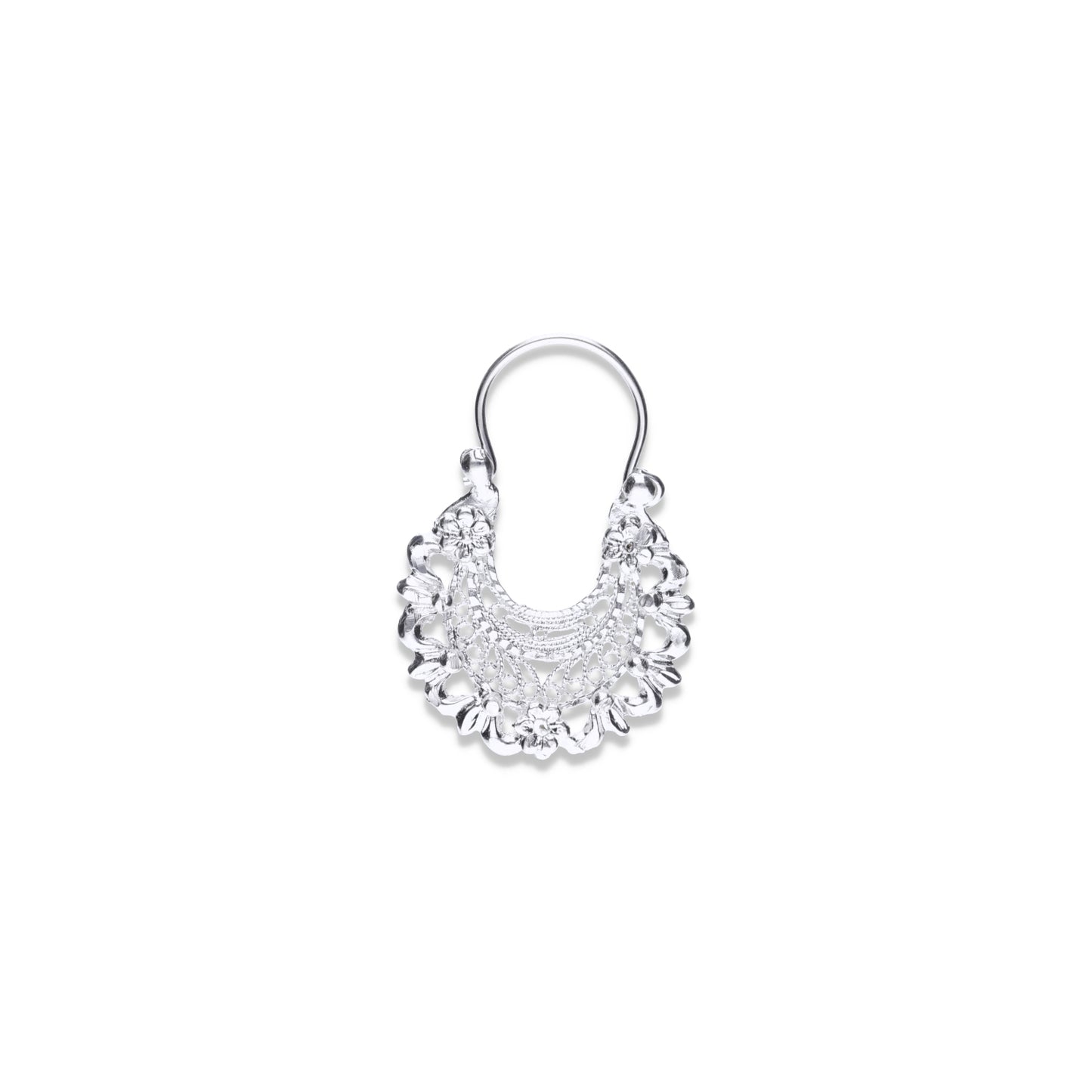 Aretes Plata .925 de Aro Abierto Borde Floreado 6.8 Gramos - Joyería Elegante