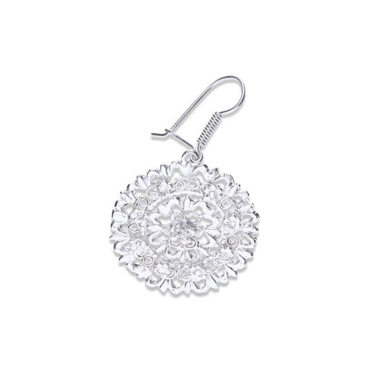 Aretes Plata .925 de Aro Abierto Diseño Floreado 17.5 Gramos - Joyería Elegante