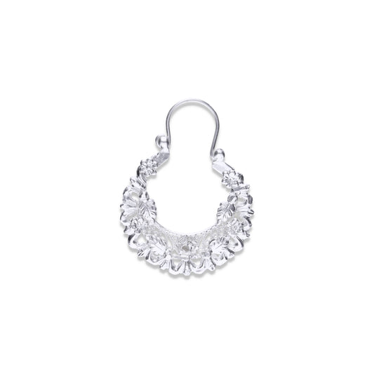 Aretes Plata .925 de Aro Abierto Floreado , 10.0 Gramos - Joyería Elegante