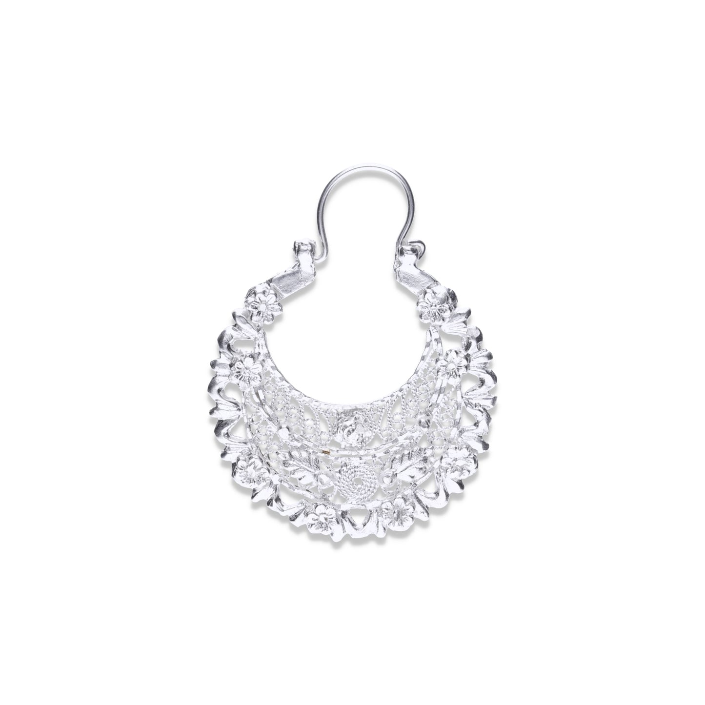 Aretes Plata .925 de Aro Abierto Floreado 13.8 Gramos - Joyería Elegante