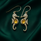 Aretes Caballito de Mar en Plata 925 con Ámbar - Mayoreo Disponible