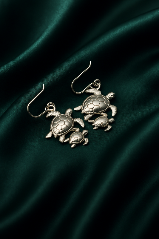 Aretes de Plata .925 Tortuga con Bebé 