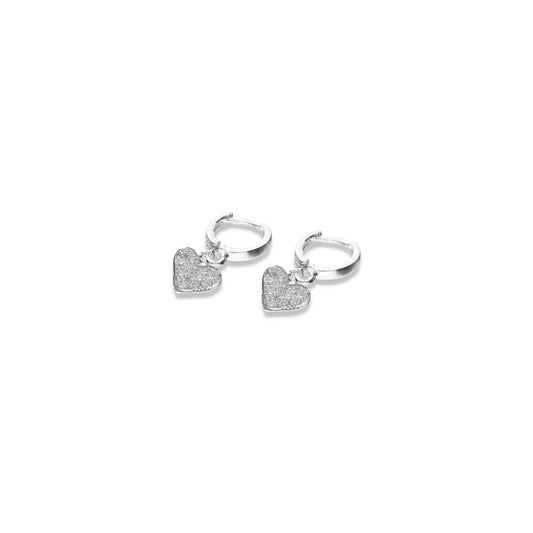 Huggies Plata .925 con Diseño de Corazón Texturizado con Cristales Premium 1.5 Gramos - Joyería Amor Texturizado Supremo