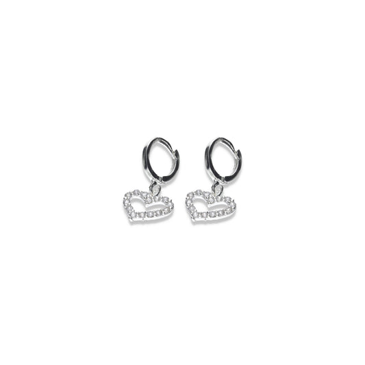 Huggies de Plata .925 con Diseño de Corazón con Cristales Premium 2.2 Gramos - Joyería Amor Cristalino Supremo