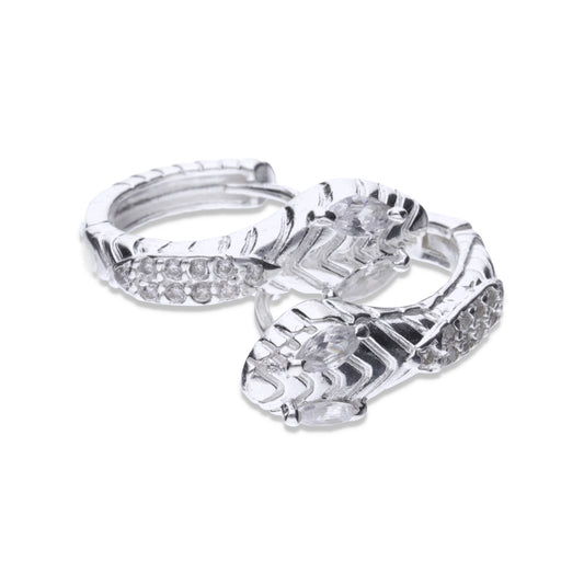 Huggies de Plata .925 con Diseño de Serpiente con Cristales Premium 2.7 Gramos - Joyería Poder Serpiente Suprema
