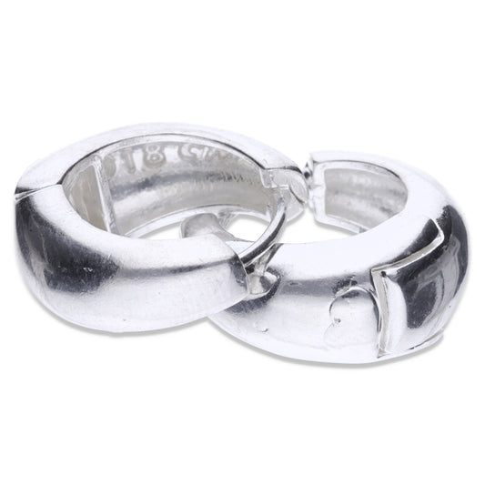 Huggies de  Plata .925 con Diseño Liso Tipo Argolla Gruesa Premium 6.2 Gramos - Joyería Elegancia Argolla Suprema
