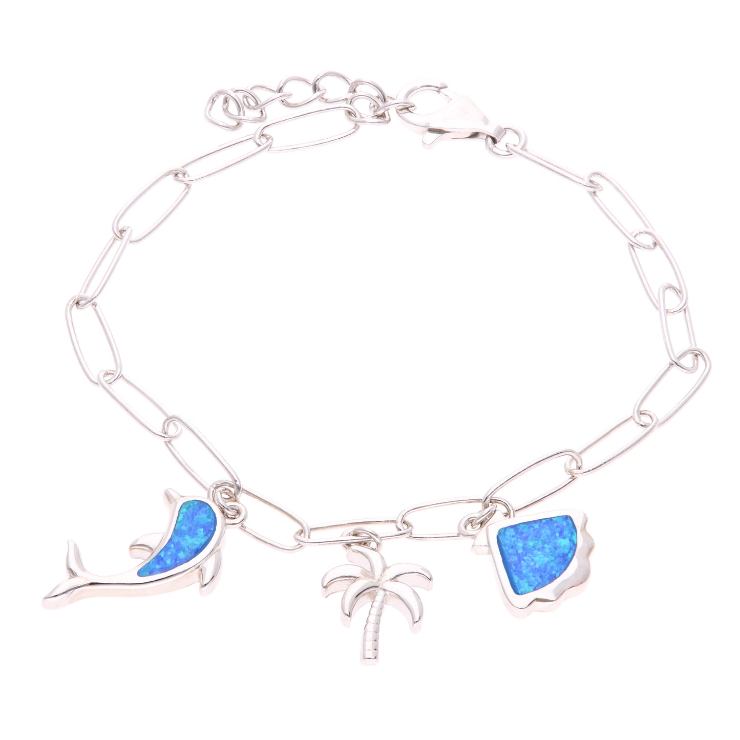 Pulsera Dijes Marinos Ópalo en Plata.925