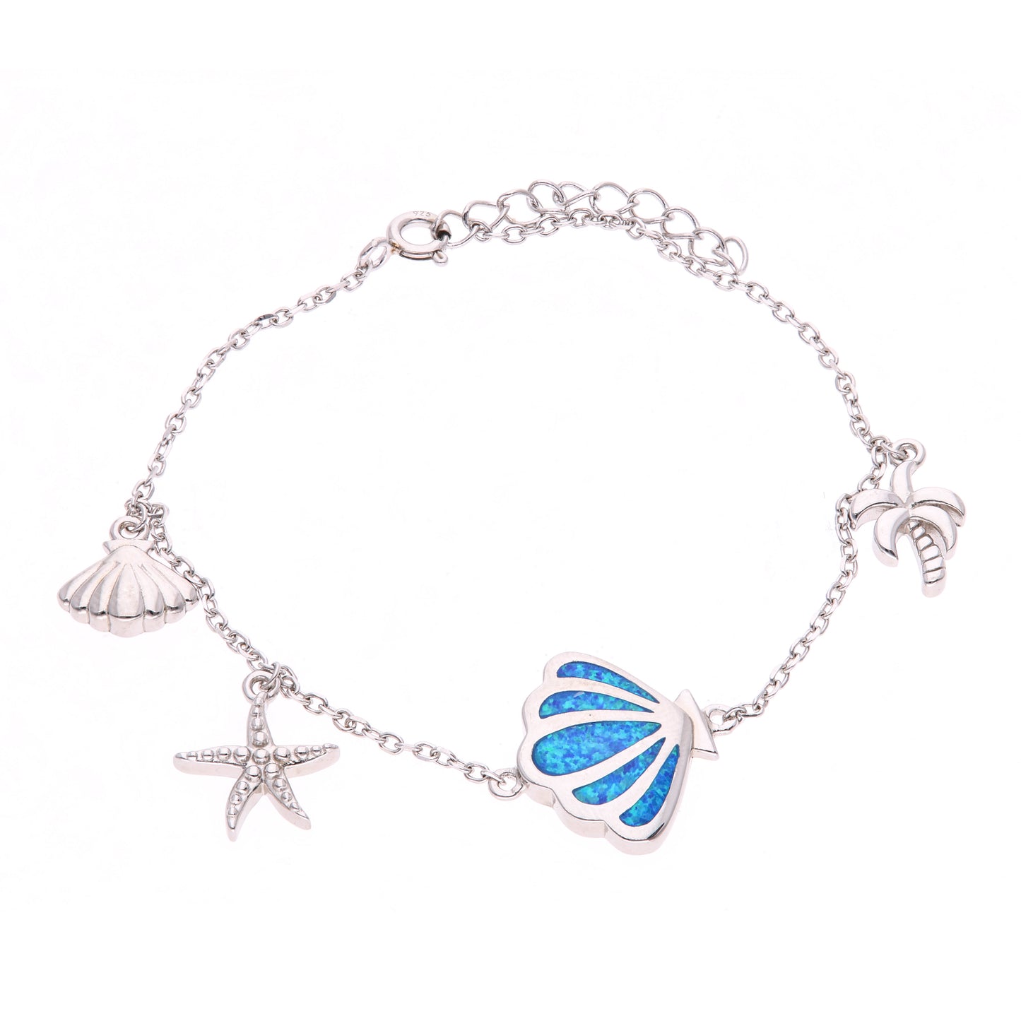 Pulsera Dijes Marinos Ópalo en Plata.925