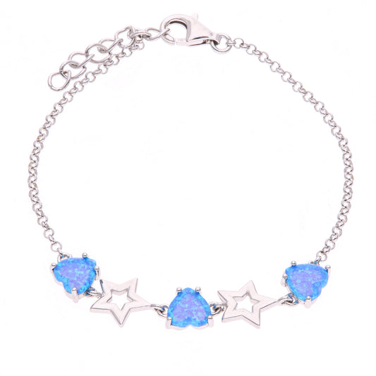 Pulsera Estrellas Combinadas de Ópalo en Plata.925