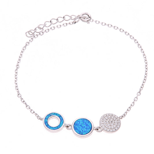 Pulsera Círculos Minimalistas Ópalo Plata.925
