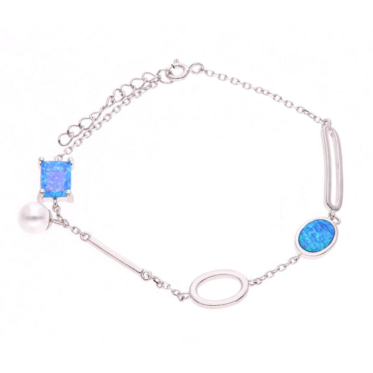 Pulsera Geométrica con Ópalo Plata.925