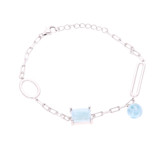Pulsera Moderna Mixta de Larimar en Plata .925