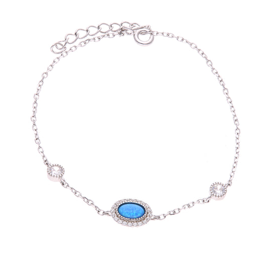 Pulsera Punto de Ópalo en Plata.925