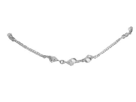 Pulsera de Plata .925 - Pulsera con Tres Conchas de Caracol Tridimensionales y Pavé de Zircones