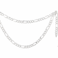 Cadena de Plata .925 - Figaro Tipo Cartier Diamantada Calibre 80 120 — 55 cm 60 cm 65 cm