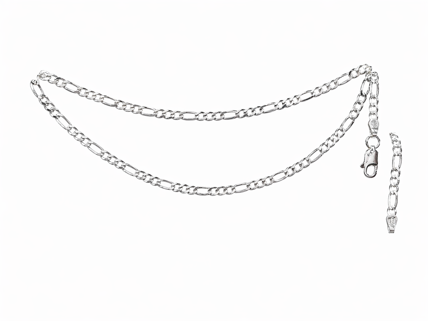 Cadena de Plata .925 - Figaro Tipo Cartier Diamantada Calibre 80 120 — 55 cm 60 cm 65 cm