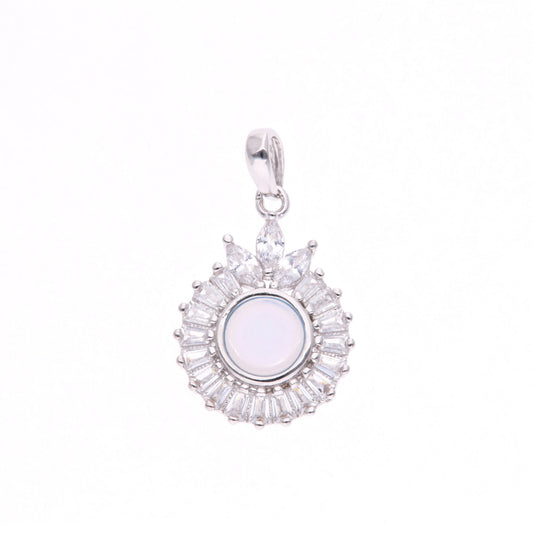 DIJE EN PLATA LEY .925, CON RODIO , ZIRCONIA AAA BLANCO Y OPALO AZUL