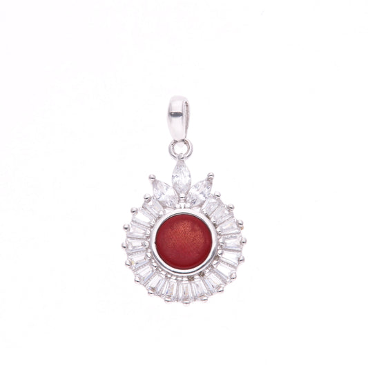 DIJE EN PLATA LEY .925, CON RODIO , ZIRCONIA AAA ROJO RUBI Y BLANCO
