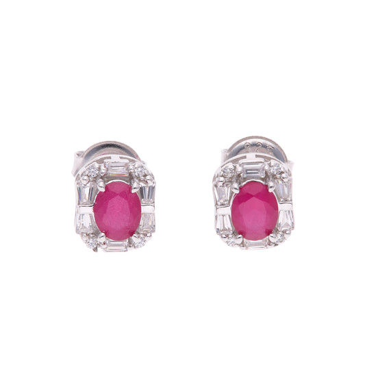 BROQUEL EN PLATA LEY .925, CON RODIO , ZIRCONIA AAA ROJO RUBL Y BLANCO