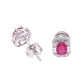 BROQUEL EN PLATA LEY .925, CON RODIO , ZIRCONIA AAA ROJO RUBL Y BLANCO