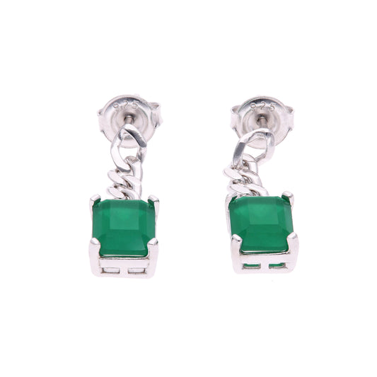Aretes Plata Ley 925 con Rodio – Zafiro AAA Color Verde Esmeralda