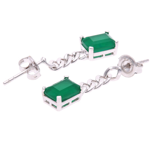 Aretes Plata Ley 925 con Rodio – Zafiro AAA Color Verde Esmeralda