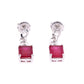 ARETES EN PLATA LEY .925, CON RODIO , ZIRCONIA AAA ROJO RUBI Y BLANCO