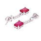 ARETES EN PLATA LEY .925, CON RODIO , ZIRCONIA AAA ROJO RUBI Y BLANCO