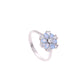 ANILLO EN PLATA LEY .925, CON RODIO , ZIRCONIA AAA Y OPALO AZUL CIELO