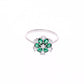 ANILLO EN PLATA LEY .925, CON RODIO , ZIRCONIA AAA VERDE ESMERALDA Y BLANCO