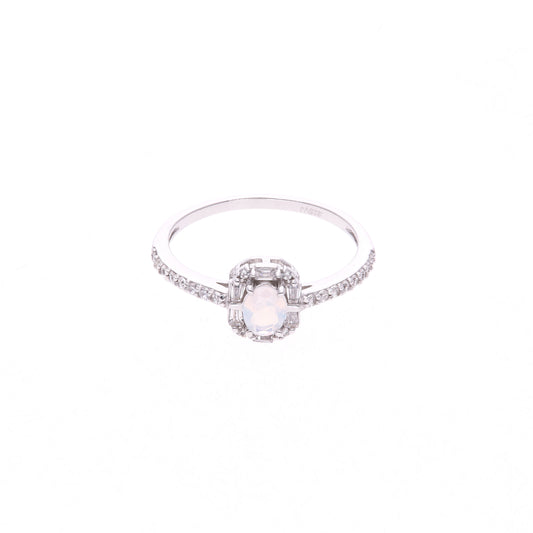 Anillo Plata Ley 925 con Rodio – Zirconia AAA Azul