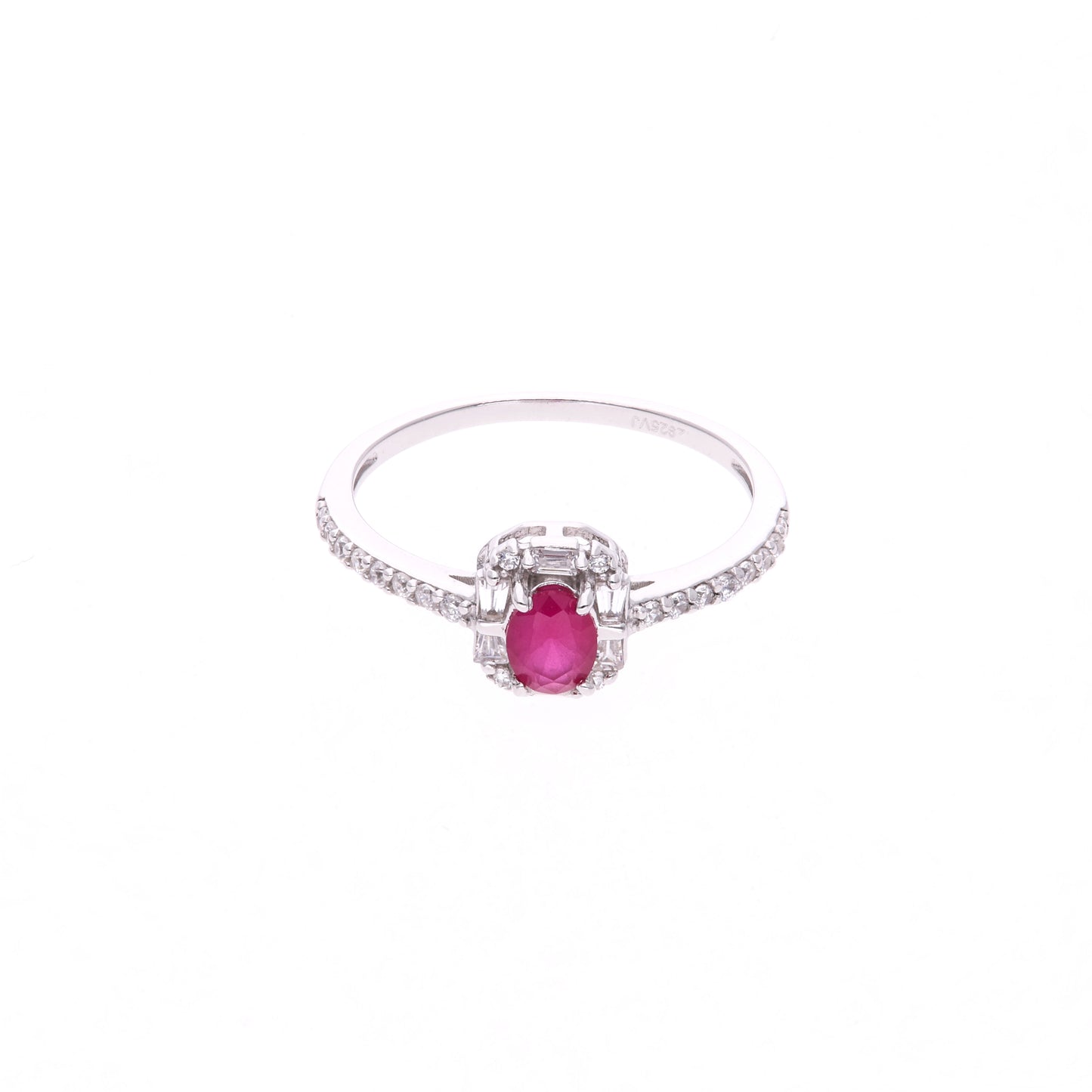 ANILLO EN PLATA LEY .925, CON RODIO , ZIRCONIA AAA ROJO RUBI Y BLANCO